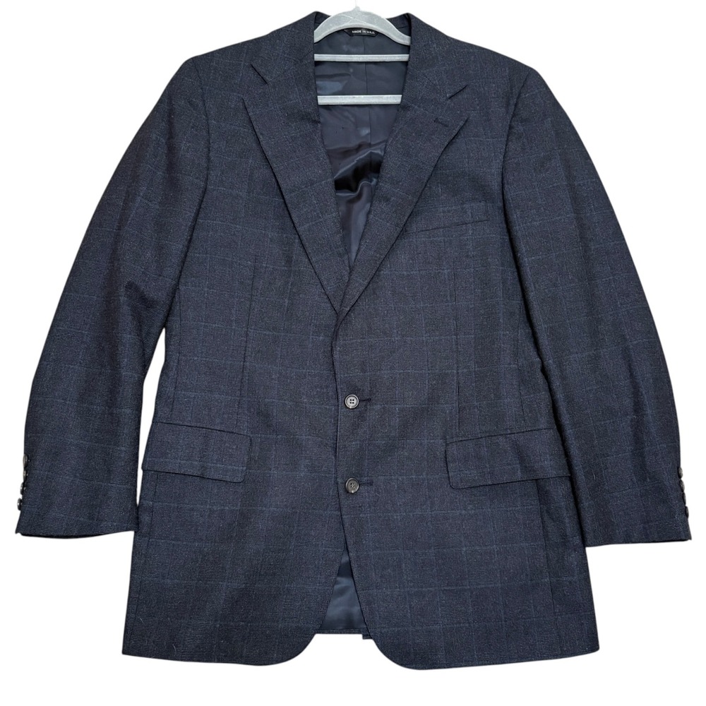 Polo University Club Ralph Lauren Men's 42R Blazer Navy Blue Wool Windowpane